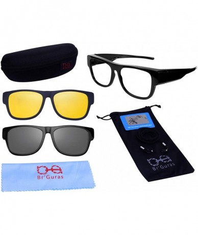 Oval Fit Over Sunglasses for Prescription Glasses with Magnetic Clip on Lens - Black - C7199ZZH4ZZ $24.26