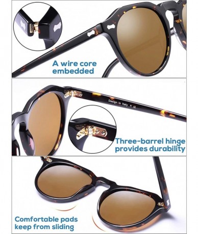 Round Retro Round Polarized Sunglasses for Women UV400 Protection - Brown Lens - CM18HDRMK9X $17.72