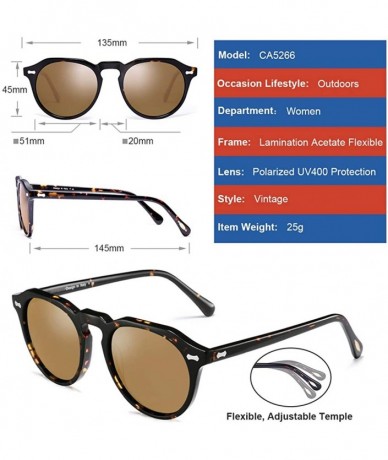 Round Retro Round Polarized Sunglasses for Women UV400 Protection - Brown Lens - CM18HDRMK9X $17.72