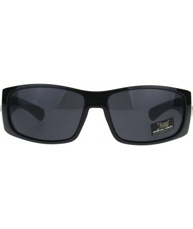 Rectangular Locs Hardcore Shades Mens Rectangular Wrap Black Bandanna Print Sunglasses - Black Red - CY18DC30A66 $11.72