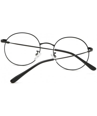 Round Sunglasses - Round Metal Frame Blue-Coated Flat Mirror Lens Sun Glasses - Black - CE18UC4D8U3 $13.71