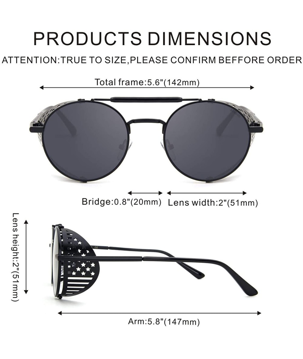 Steampunk Vintage Round Polarized Sunglasses for Men Women Lennon Style  Eyewear - CB18WQD4D3U