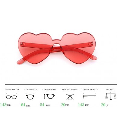 Wayfarer Heart Shape Rimless sunglasses Festival Party Glasses - (2 Packs) Pink+red - CE1895WTQGU $16.30