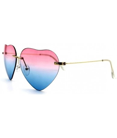 Aviator Women's S5964 Rimless Frame Oversized Heart Shape Lens 63mm Sunglasses - Pink Blue - CA122RBNR65 $8.51