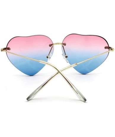 Aviator Women's S5964 Rimless Frame Oversized Heart Shape Lens 63mm Sunglasses - Pink Blue - CA122RBNR65 $8.51