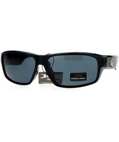 Rectangular Tattoo Logo Hardcore Gangster Rectangular Cholo Plastic Sunglasses - CH1252U41DV $12.09