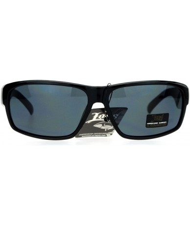 Rectangular Tattoo Logo Hardcore Gangster Rectangular Cholo Plastic Sunglasses - CH1252U41DV $12.09