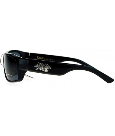 Rectangular Tattoo Logo Hardcore Gangster Rectangular Cholo Plastic Sunglasses - CH1252U41DV $12.09