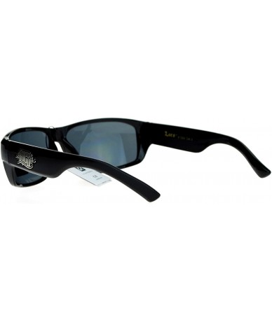 Rectangular Tattoo Logo Hardcore Gangster Rectangular Cholo Plastic Sunglasses - CH1252U41DV $12.09