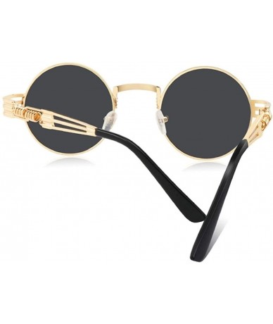 Round Steampunk Round Sunglasses Women Brand Designer Polarized Black Pink Eyeglasses Men Metal Spring Legs - CQ198U5S7G7 $11.55