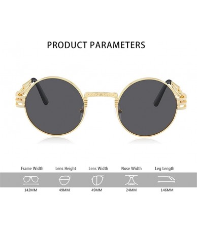 Round Steampunk Round Sunglasses Women Brand Designer Polarized Black Pink Eyeglasses Men Metal Spring Legs - CQ198U5S7G7 $11.55