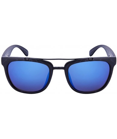 Aviator Horned Rim Aviators with Color Mirror Lens 540817WD-REV - Black - C012O8Z5515 $9.14