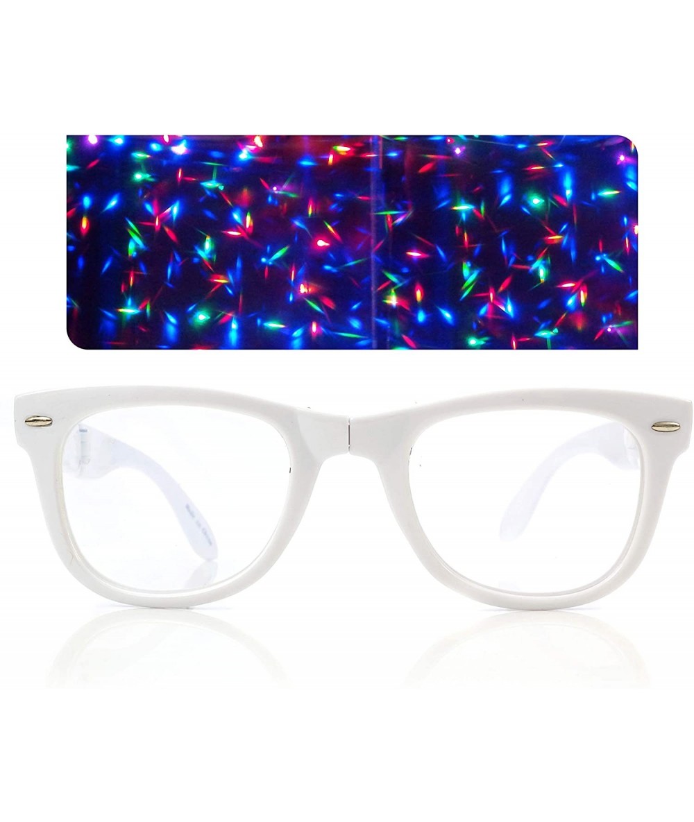 Aviator Premium Folding Diffraction Glasses - White - CN185SG5WWY $11.87