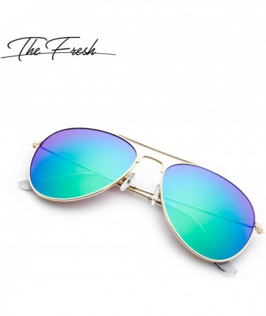 Oversized Classic Metal Frame Mirror Lens Aviator Sunglasses with Gift Box - 07-gold - CP185K8HGLS $13.52