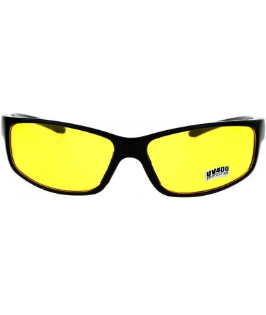 Wrap Yellow Lens Sunglasses Wrap Around Oval Rectangular Frame Black UV 400 - CE186RQDSZ0 $11.71