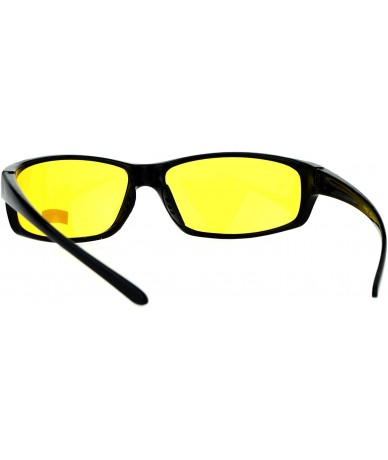 Wrap Yellow Lens Sunglasses Wrap Around Oval Rectangular Frame Black UV 400 - CE186RQDSZ0 $11.71