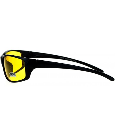 Wrap Yellow Lens Sunglasses Wrap Around Oval Rectangular Frame Black UV 400 - CE186RQDSZ0 $11.71