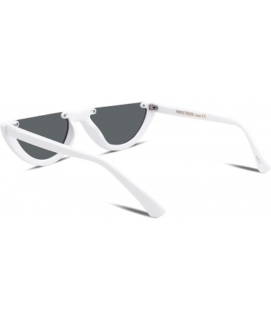 Round Retro Clout Goggles Cat Eye Half Frame Kurt Cobain Sunglasses B2282 - 7 White Frame Grey Lens - C0188HNZ0XU $8.49