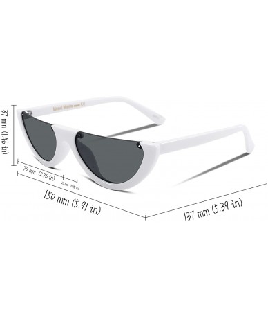 Round Retro Clout Goggles Cat Eye Half Frame Kurt Cobain Sunglasses B2282 - 7 White Frame Grey Lens - C0188HNZ0XU $8.49