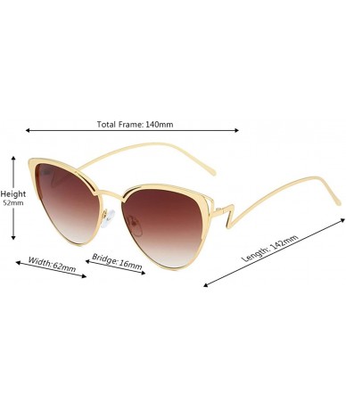 Rectangular Retro Cat Eye Fashion Metal Frame Tinted Lenses Women Sunglasses UV400 - Brown - CU18NNI9IQI $8.63