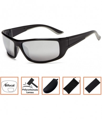 Rectangular Sports Bifocal Sunglasses TR90 Frame Reading Sunglasses - Silver-mirror - CN18NC337MI $12.57