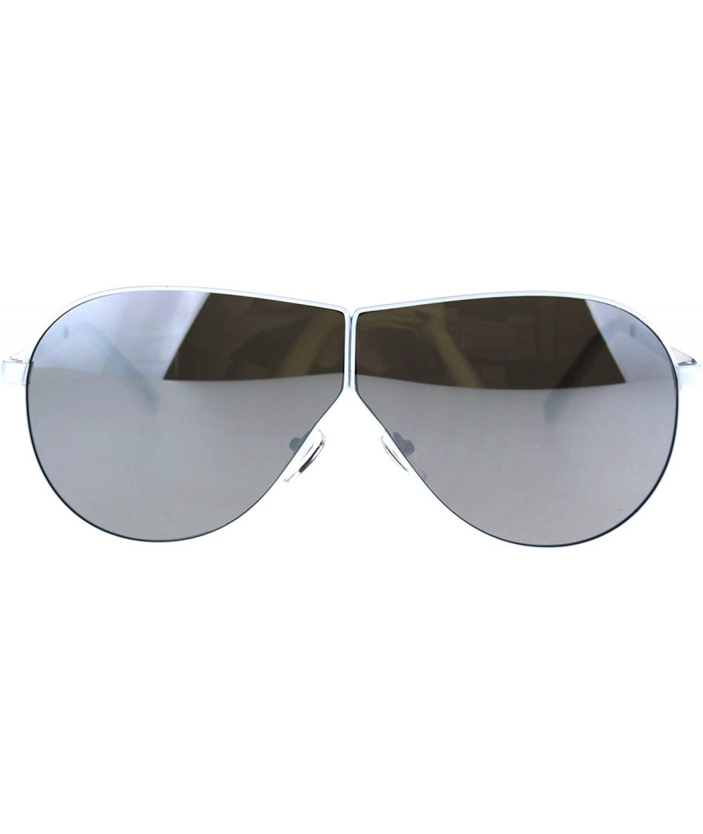 Shield Mens Oversize Color Mirror Lens Metal Rim Shield Pilots Sunglasses - White Mirror - CZ185KL7U8G $7.46