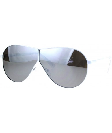 Shield Mens Oversize Color Mirror Lens Metal Rim Shield Pilots Sunglasses - White Mirror - CZ185KL7U8G $7.46