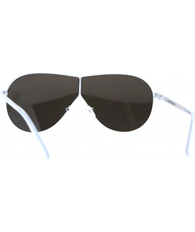 Shield Mens Oversize Color Mirror Lens Metal Rim Shield Pilots Sunglasses - White Mirror - CZ185KL7U8G $7.46