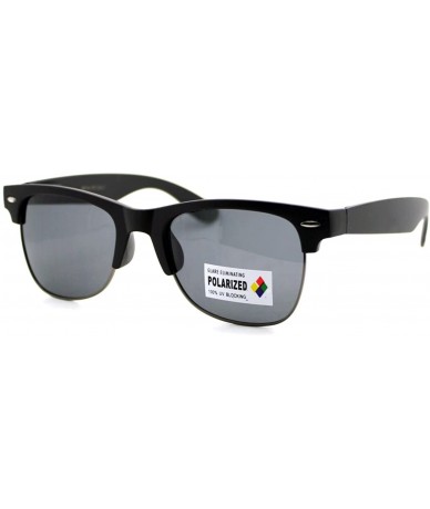 Square Polarized Lens Unisex Designer Fashion Short Half Rim UV Block - Matte Black - C0124LVH76F $10.82