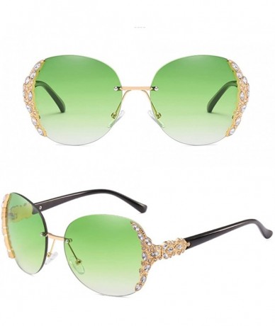 Rimless Special Womens Oversized Sunglasses Ladies Rimless for Driving Traveling - Green - CF18DM4WK8O $13.61