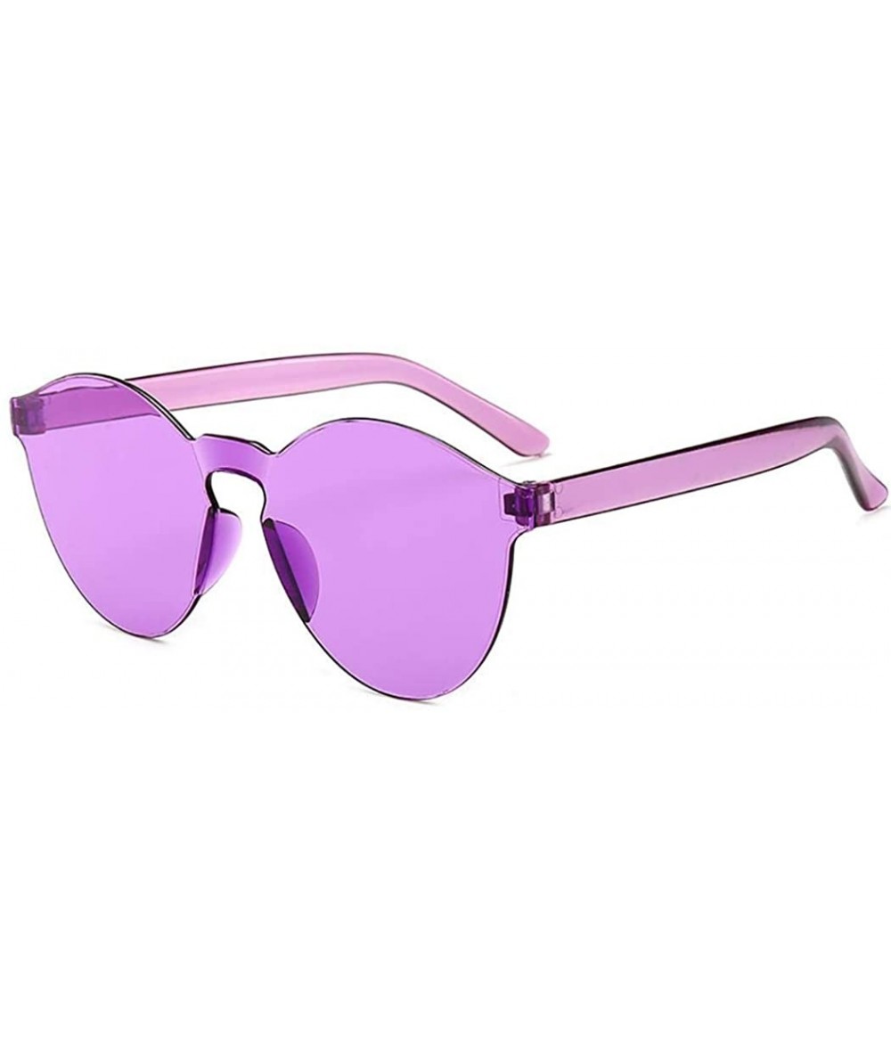 Round Unisex Fashion Candy Colors Round Outdoor Sunglasses Sunglasses - White Purple - CZ190S57XM5 $19.69