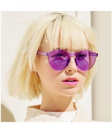 Round Unisex Fashion Candy Colors Round Outdoor Sunglasses Sunglasses - White Purple - CZ190S57XM5 $19.69