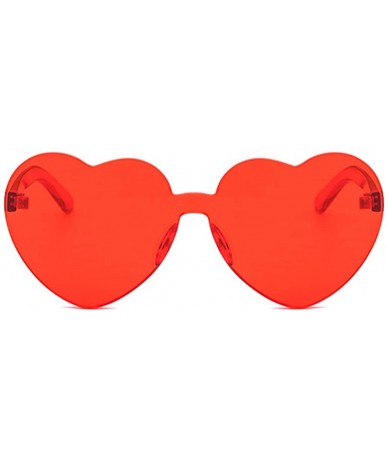 Goggle Candy Colored Lens Rimless Heart Shaped Sunglasses for Women Girls Colorful Shades - Red - CA18IC82933 $11.65