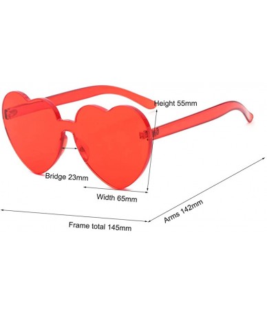 Goggle Candy Colored Lens Rimless Heart Shaped Sunglasses for Women Girls Colorful Shades - Red - CA18IC82933 $11.65