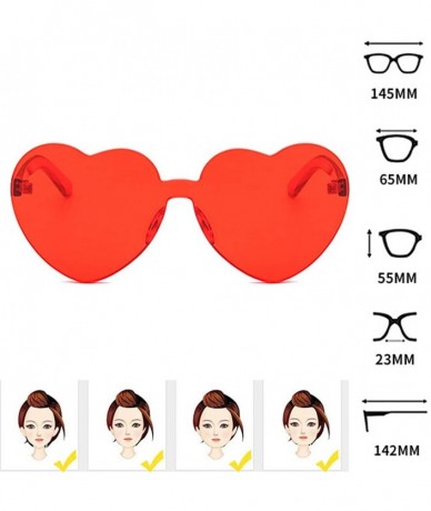 Goggle Candy Colored Lens Rimless Heart Shaped Sunglasses for Women Girls Colorful Shades - Red - CA18IC82933 $11.65