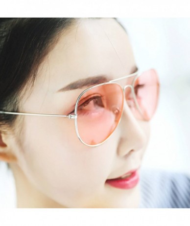 Round Clear Pink Sunglasses Women Men Ocean Blue Transparent Sun Glasses Candy Color Eyewear Pilot Lens Green - CP198AHO6Z7 $...