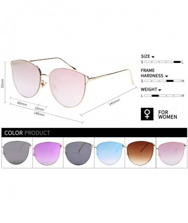 Aviator Oversized Sunglasses for Women - Mirrored Cat Eye Sunglasses with Rimless Design U225 - Pink - CU180706TQS $14.66