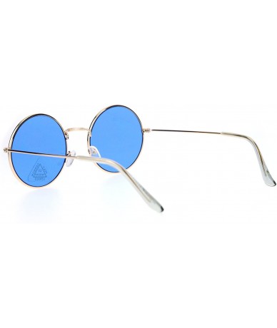 Round Retro Vintage Flat Color Circle Round Lens Sunglasses - Gold Blue - CK12N2OXK1I $7.98