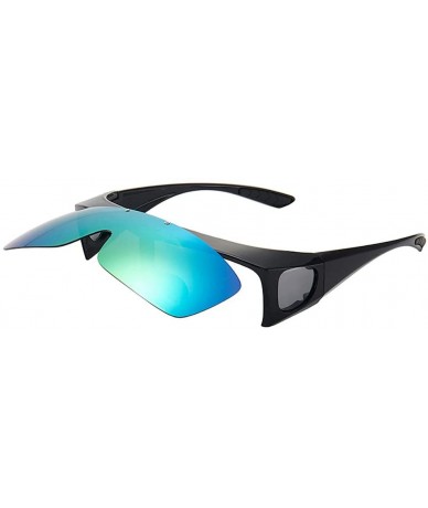 Goggle Fit Over Wrap Around Glasses Goggles Polarized Night Tug Above Night Vision Driving Sunglasses Eyewear Flip Lens - C51...