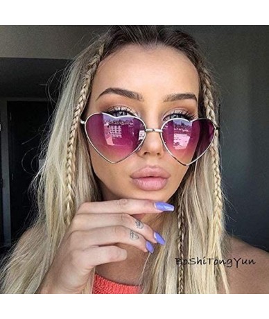 Goggle Ladies Heart Shaped Sunglasses Metal Women Designer Fashion Rimless Lenses Sun Glasses - C13 - CE18Y6I4Y4W $19.67