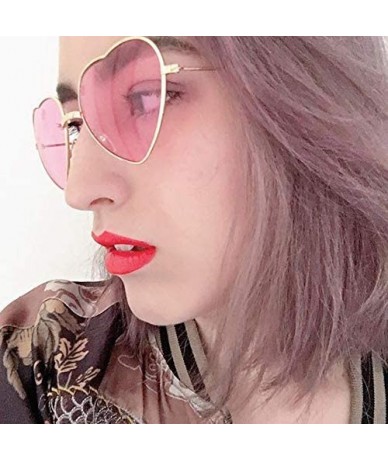 Goggle Ladies Heart Shaped Sunglasses Metal Women Designer Fashion Rimless Lenses Sun Glasses - C13 - CE18Y6I4Y4W $19.67