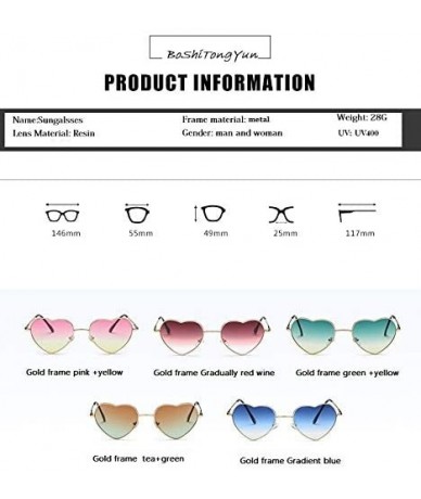 Goggle Ladies Heart Shaped Sunglasses Metal Women Designer Fashion Rimless Lenses Sun Glasses - C13 - CE18Y6I4Y4W $19.67