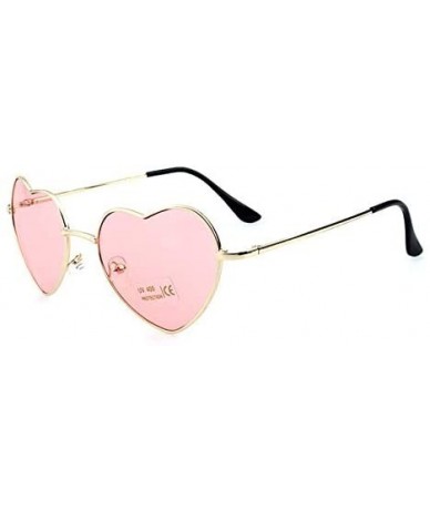 Goggle Ladies Heart Shaped Sunglasses Metal Women Designer Fashion Rimless Lenses Sun Glasses - C13 - CE18Y6I4Y4W $19.67