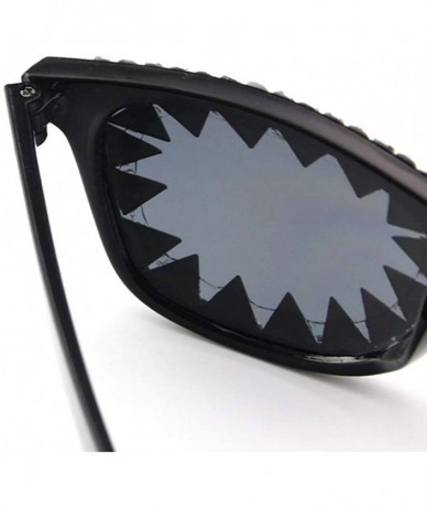 Round Skull Design Round framed diamond sunglasses Halloween decorative sunglasses - Black 6 - CY18IDYKND3 $13.43