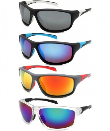 Sport Sports Sunglasses with Color Mirrored Lens 570063/REV - Matte Black/Blue - CF125YE085Z $8.15