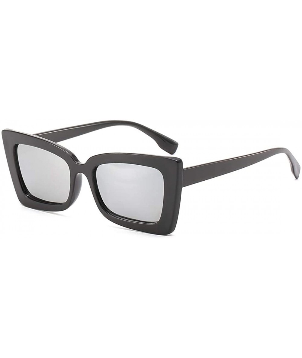 Square Square Sunglasses Small Vintage Candy Color Tinted Lens Shades UV400 Sun Glasses - Black&silver - CL18NW4746Y $8.29