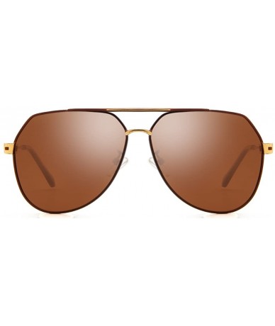 Round Polarized Sunglasses Aviator Protection - 1965 Gold Frame Brown Lens - C418EM09307 $9.75