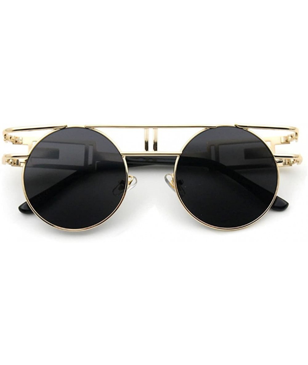 Round Luxury Sunglasses Over your Imagine Style Love It to Death Model Round Lens - Gold/Black - C511ZIRI8ZB $16.06