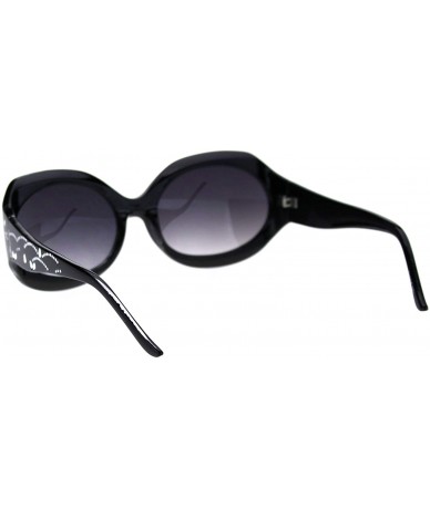 Round Womens Vintage Fashion Sunglasses Round Oval Beveled Frame UV 400 - Black (Smoke) - C218W7625QK $9.38