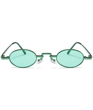 Round Unisex Vintage Oval Glasses Small Metal Frames Sunglasses UV400 - Green - CB18NL9YNZA $10.39